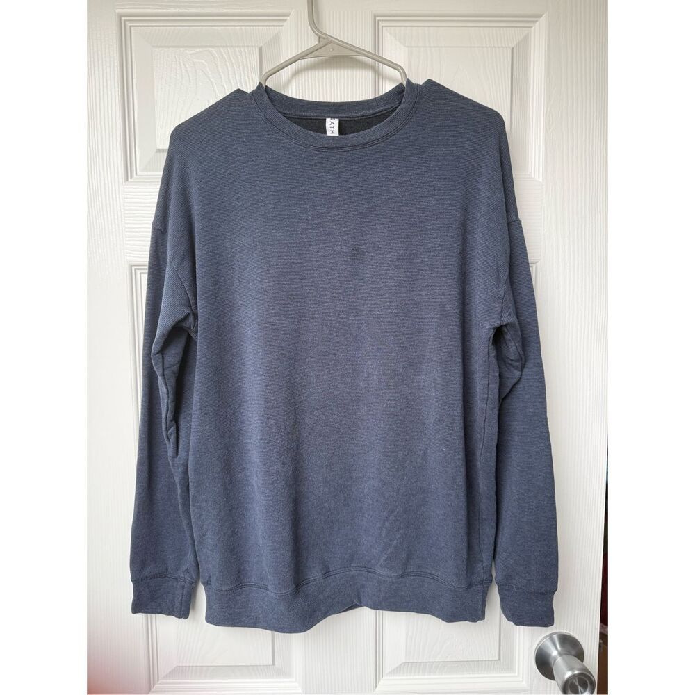 Athleta Crew Blouse Small Women's Navy Black Stretch Causal Lounge Soft